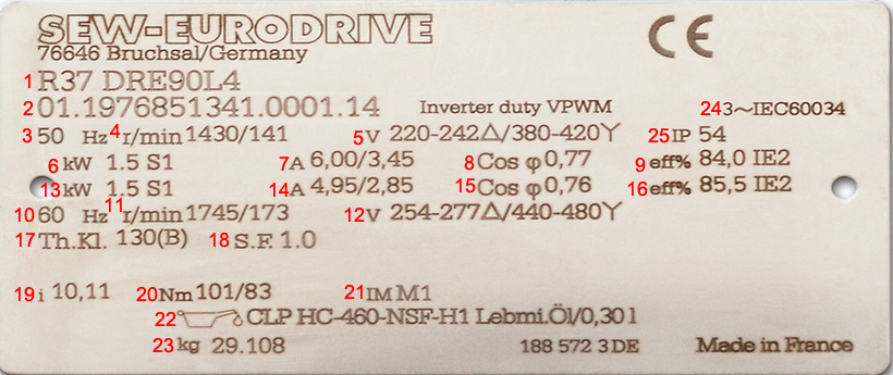 nhãn động cơ giảm tốc sew-eurodrive 